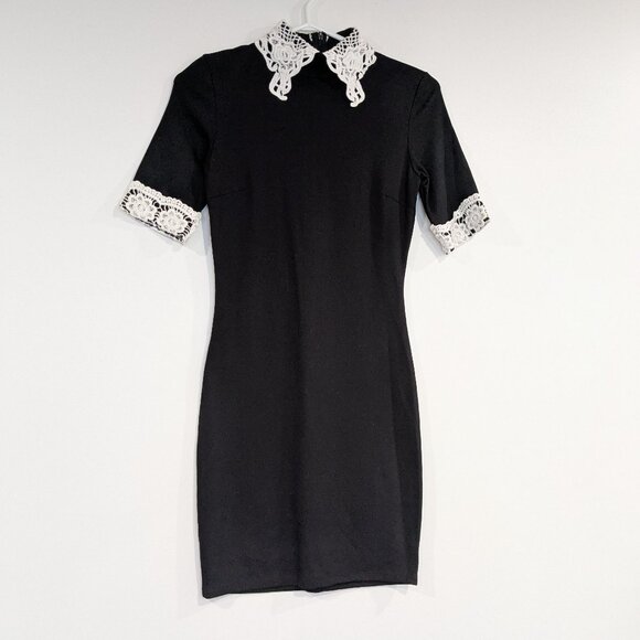 *3/$10* BNWT Revamped Lace Collar Dress Black White Size Small - Picture 1 of 6